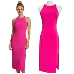 Likely Decklin Midi Dress Fuchsia One-Shoulder Slit Size 2